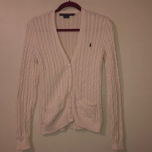 Cream Ralph Lauren button down V-neck cardigan